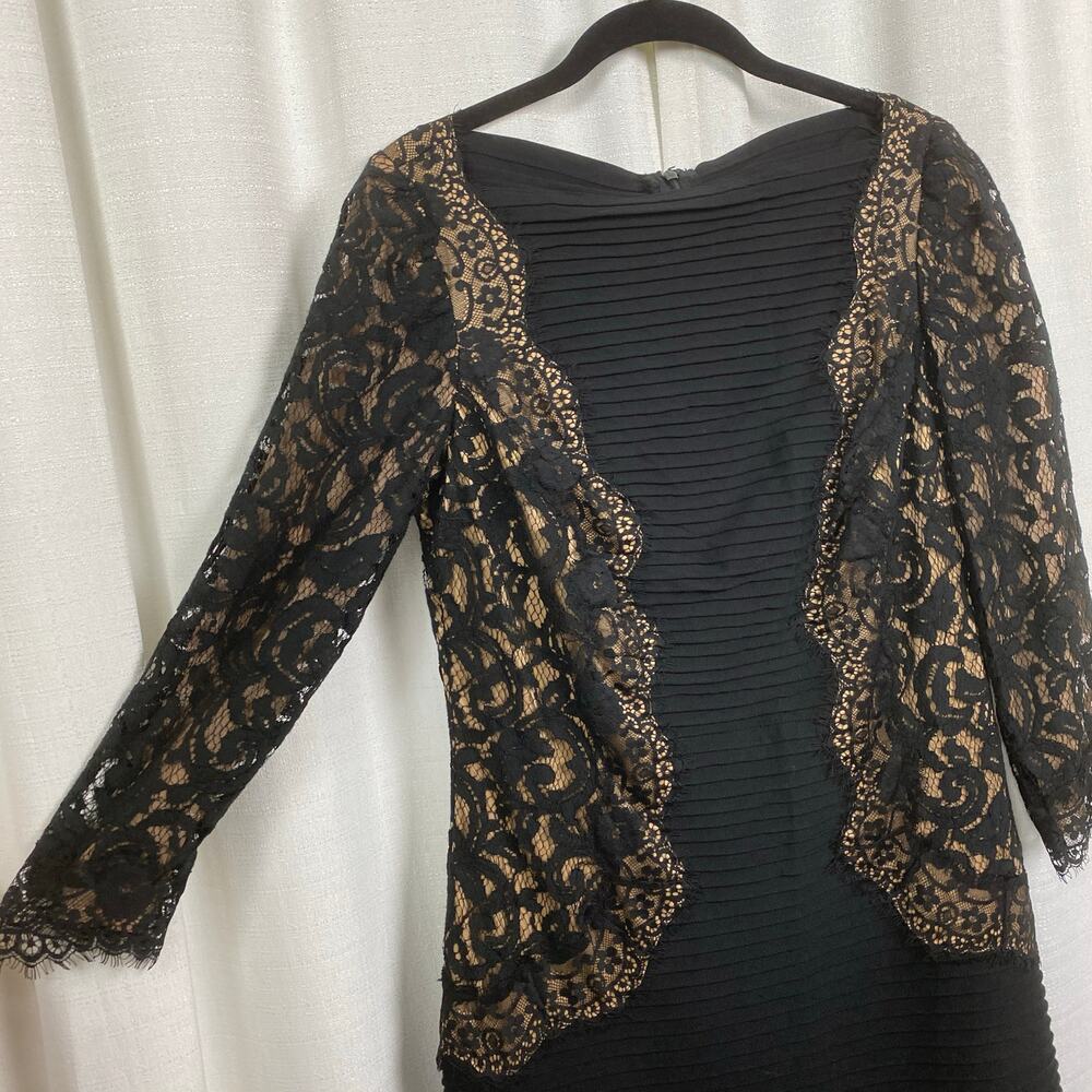 Tadashi Shoji Black Lace Inset Sheath Midi Dress Sz.L - Picture 8 of 14